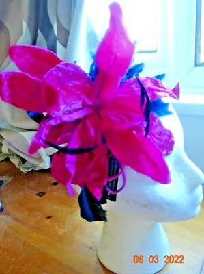 Marks & Spencer Hot Flower Silk Mix  Teal /pink Fasinator Rrp £25 Reduced • £3.99