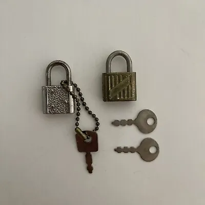 Lot Of 2  Vintage Mini Miniature Locks & Key Set Diary Style Jewelry Retro • $14.99