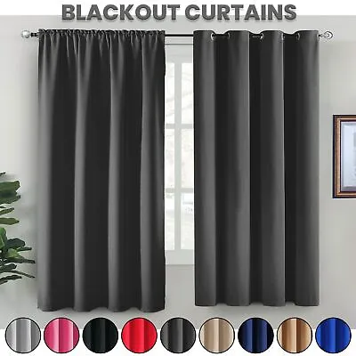 Thermal Small Blackout Curtains Ring Top Bedroom Kitchen Short Window Curtain • £24.99