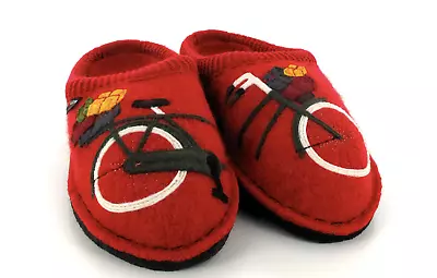 HAFLINGER Flair AR Radl Bicycle Bike Wool Arch  Slipper Red EU 37 38 39 40 41 • £68.98
