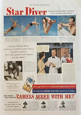 1938 Camel Cigarettes Vintage Ad Star Diver Marshall Wayne 323 • $8.95