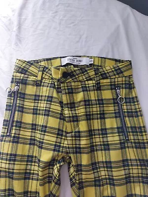 £8.99 • Buy Men's Topman Yellow Black Check Skinny Zipper Fly Dress Trousers W28 L32 
