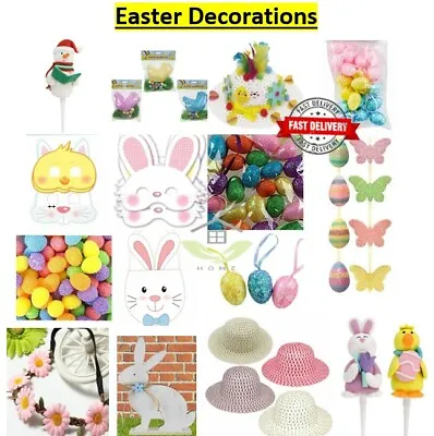 Children Easter Bonnet Egg Hunt Bags DIY Decoration Bunny Chicks Feathers UK  • £4.19