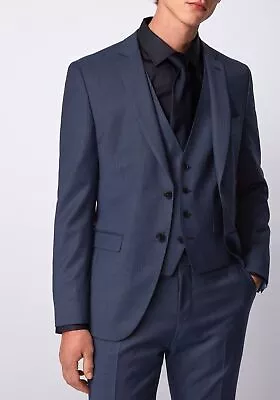 Hugo Boss Men's 'Reymond/Wenten' Extra Slim Fit Wool Blue 3-Piece Suit 42R • $330