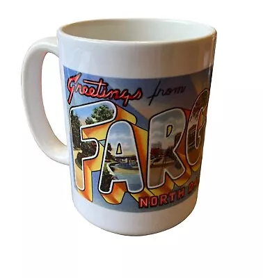 Greetings From Fargo North Dakota Vintage Travel Coffee Mug 14 Ounces • $12.95