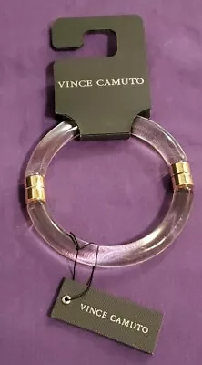 Vince Camuto Signed Clear Resin Bangle Gold Tone Magnetic Closure Size 8 W/Tags • $24.50