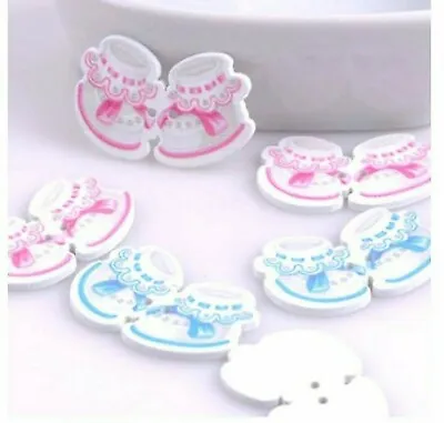 30 Wooden Baby Booties Embellishments Toppers 3.5cm Approx Card Craft Scrapbooks • £3.99