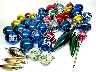 Vintag Christmas Shiny Brite Mercury Glass Tree Topper Mixed Lot Of 42  • $150