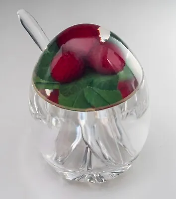 Vintage Perspex Lucite Raspberry Jam Preserve Pot + Spoon Embedded Fruit Retro • £18.60