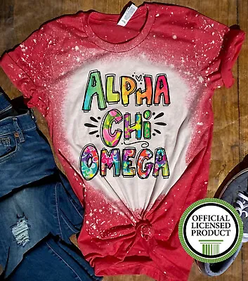 $22.99 • Buy Alpha Chi Omega Sorority Shirt Bleached Shirt Vintage Look Red Color Adult Shirt
