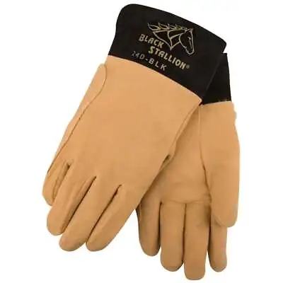 $19.99 • Buy Black Stallion REV24D-BLK Split Deerskin TIG Welding Gloves Small