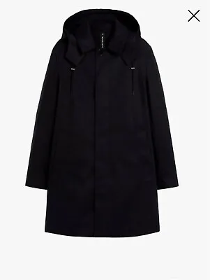 Mackintosh Bonded Cotton Hooded Single Breasted Coat Size 42 Black Medium NWT • $875