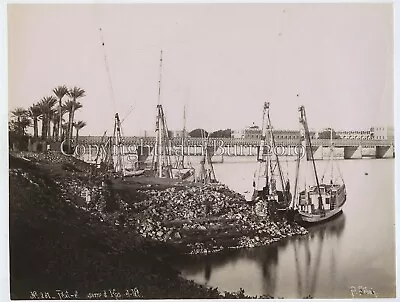 Boats On River Nile Kasr-el-Nil Egypt - C1870s Photo By Pascal Sebah • £25