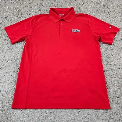 Ole Miss Rebels Shirt Mens Medium M Red Nike Polo Golf Performance Short Sleeve • $12.99