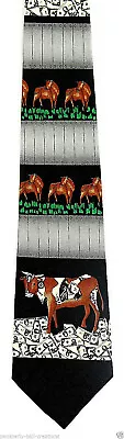 Cash Cow Men's Necktie Money Stock Market Bull Finance Banking Black Neck Tie • $11.95