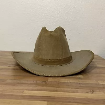 Vintage 70s Levi Strauss & Co Corduroy Wide Brim Western Hat Tan Brown 7 5/8 • $119.99