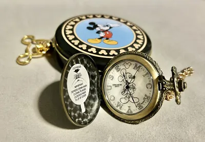 Disney Mickey Mouse Unlimited Pocket Watch Glowing Dial Verichron Quartz Case • $54.95