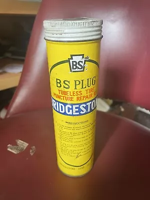 Bridgestone BS Plug Vintage Cycle Outfit Tyre Repair Vulcaniser Tin • $55