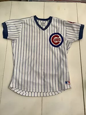 VTG 80s Sand Knit Chicago Cubs Ryne Sandberg Baseball Jersey 44 Large  Angry Cub • $35