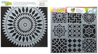 2 Large Mandala Stencil Moroccan Tile Wall Stencils Design 12x12 Crafters Set • $14.99