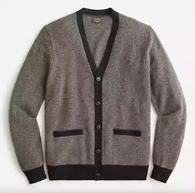 NWOT J. Crew Cashmere Men’s Large Cardigan Sweater In Bird's-Eye Stitch • $60