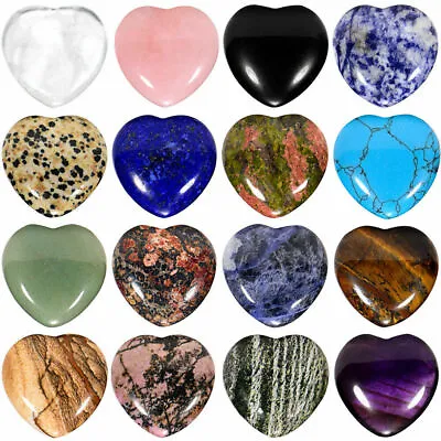 £6.96 • Buy 10/30Pcs Heart-shaped Natural Quartz Pocket Palm Healing Gemstone Crystal Stones