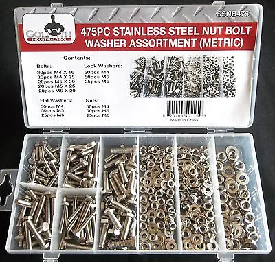 475pc GOLIATH INDUSTRIAL SSNB475 STAINLESS STEEL METRIC NUT BOLT ASSORTMENT • $24.99