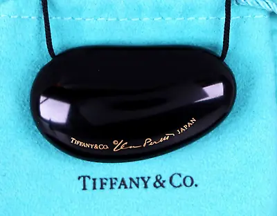 Tiffany & Co Elsa Peretti Japanese Hardwood Black Lacquer Bean Pendant Necklace • $925