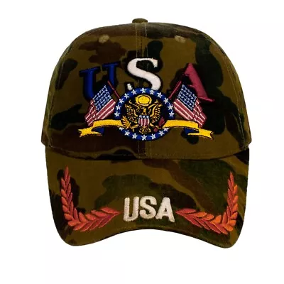 Patriotic American Flags U.S.A. Adult Cap Hat OSFM Camouflage • $11.99