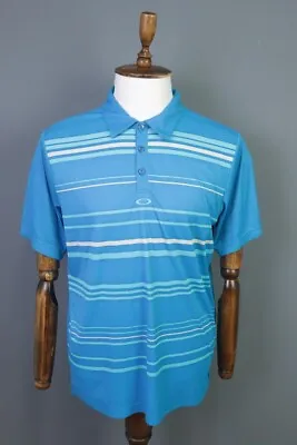 Oakley Regular Fit Blue Striped Short Sleeve Summer Polo Shirt Size L • $30