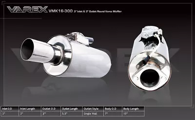 Varex Universal Muffler Round 7  16  3  Flanged Inlet 3  Single-Wall Outlet • $405