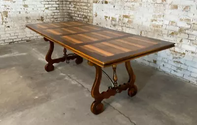 The Country Kitchen Dining Table By Theodore Alexander With Exotic Wood Parquet • $1450