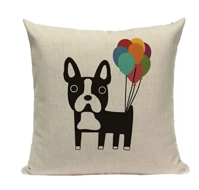 $19.16 • Buy Boston Terrier B13 Cushion Pillow Cover Balloons Rainbow Equality French Bulldog