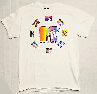 MTV Music Television T Shirt White Officially Licensed Logo Tee T-Shirt Size M • $7.94