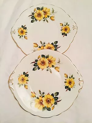 £26 • Buy 2x REGENCY ~ BONE CHINA ~ CAKE Or SANDWICH Plates Stunning Yellow