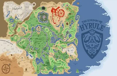 $22.50 • Buy Map Of Hyrule - Zelda Poster  Size 32  X 18  