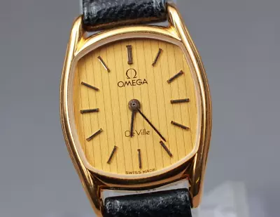 New Batt 【Vintage N MINT】 Omega DeVille Cal 1387 Gold Qz Women Watch From JAPAN • $199.90