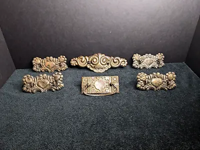 Lot Of 6 Antique Victorian Drawer Pull Backplates Metal • $39.95