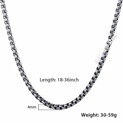 4mm 26  Round Box Link Gunmetal Tone Stainless Steel Unisex Mens Chain Necklace • $11.39