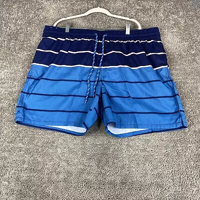 Merona Swim Board Shorts Men's XXL Blue Striped Lined Drawstring Waist • $18.95