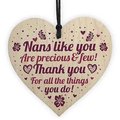 Thank You Birthday Christmas Gift For Nan Wooden Heart Nan Keepsake Present  • £3.99
