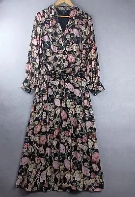 $39.95 • Buy Forever New Womens Size 12 Dark Willow Floral Dress Long Sleeve Maxi Belt 