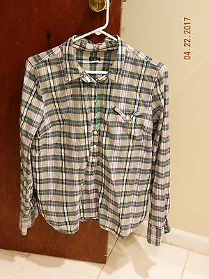 J.crew Blue Plaid Pullover Cotton Top In Size Large • $12