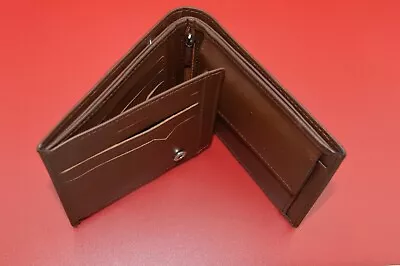 Two Fold Genuine  Handmade Leather Wallet With Central Zip Cards Coin Pocket* • $8.15