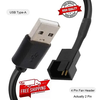 Tatuo USB To 3/4-Pin PWM PC Type-A Male To 3-Pin 4-Pin 5V-12V Fan Adapter Cable • £5.99