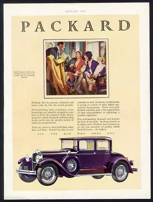 PACKARD 1929 Auto Car Ad Purple TWO DOOR SEDAN Coupe • $9.95