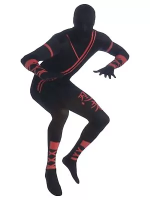 Rubies Mens Ninja Costume Full Body Stretch Jumpsuit With Attached Hood Large • $32.99