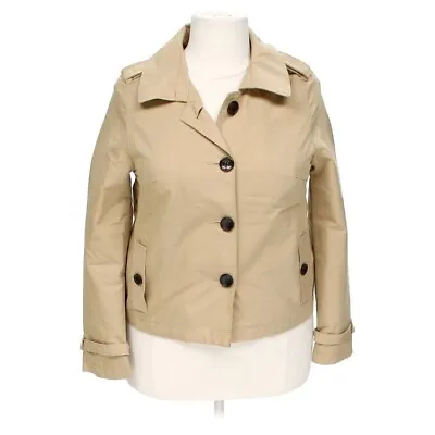Merona Womens Size Large Khaki Short Trench Jacket Beige Waterproof Casual  • $16.49