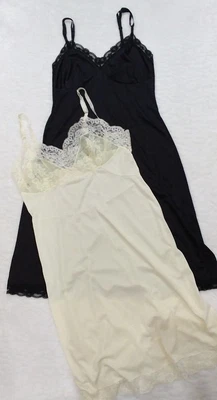 $14.99 • Buy Vintage Vassarette Yellow Lorraine Black Full Slip Dress Size 34