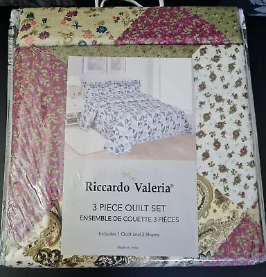 Three Pieces Reversible  Double To King Size Bedspread Throw • £25.99